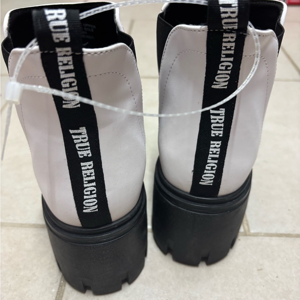True Religion White and Black Ankle Booties with Chunky Platform - Picture 3 of 5